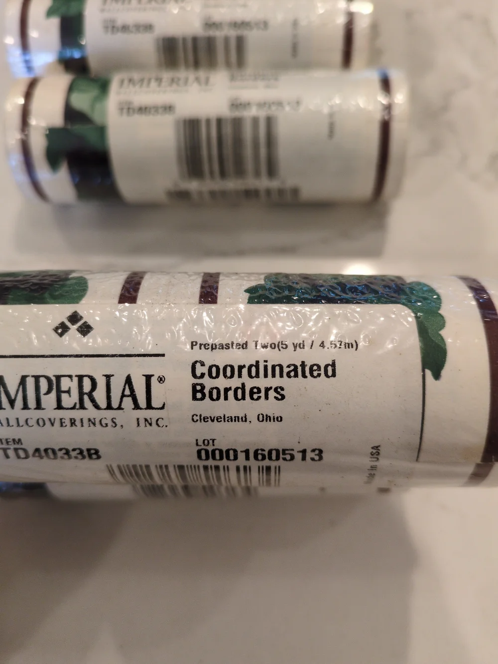 Early 2000s Imperial Coordinated Borders Wallpaper Roll - Green Floral Accent